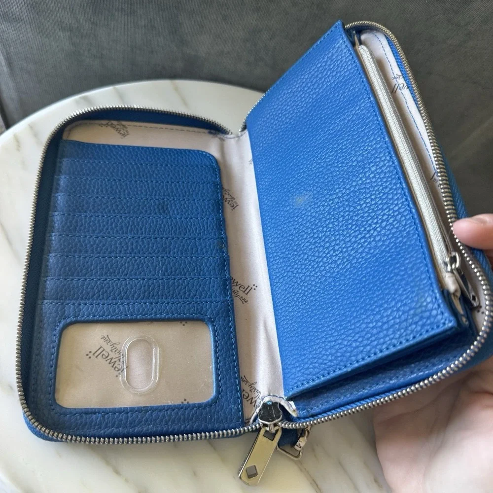 Thirty One Jewell All About the Benjamins Cobalt Blue Zip Wallet Wristlet Strap